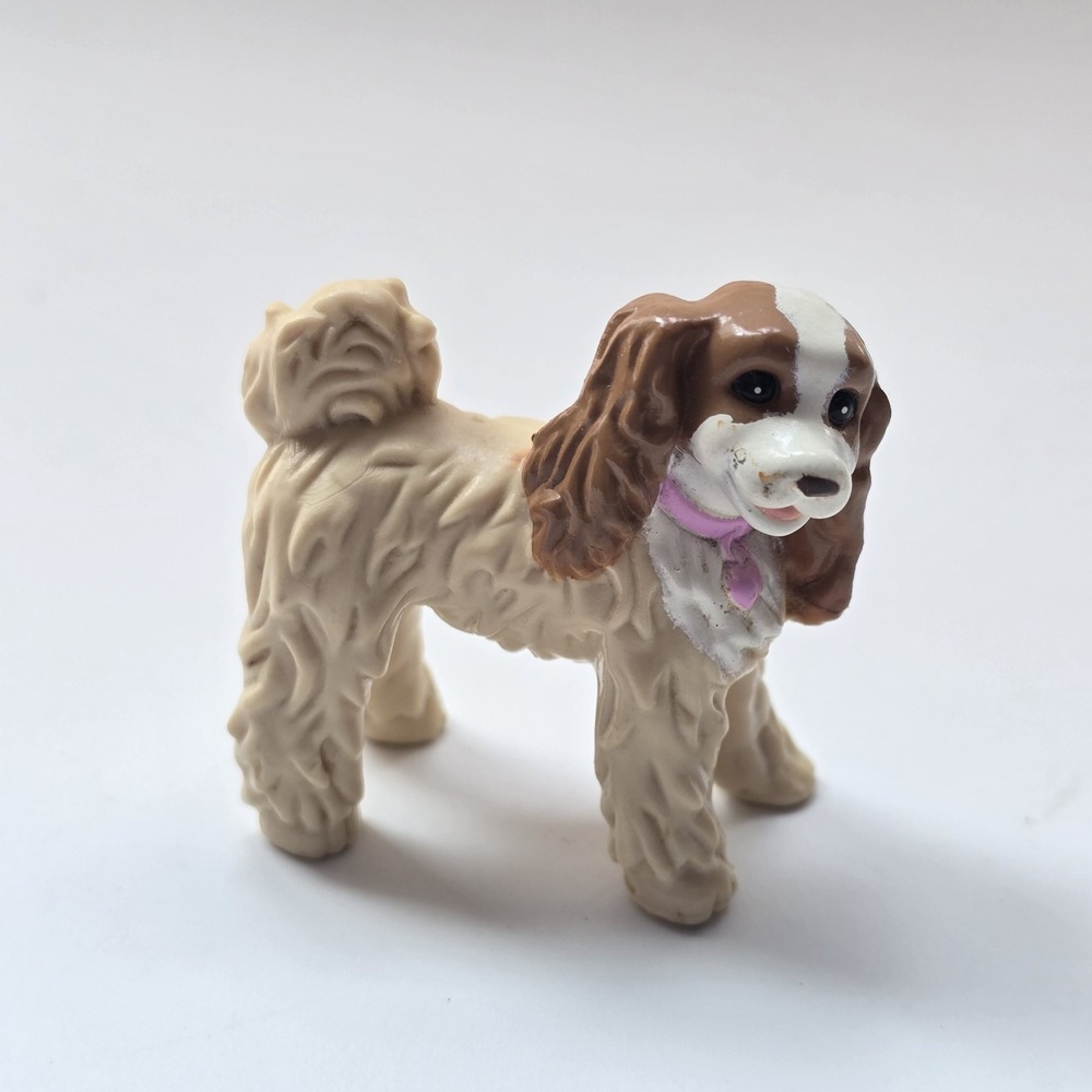 Fisher Price Loving Family Cavalier King Charles Spaniel Dog Figure Pink Collar